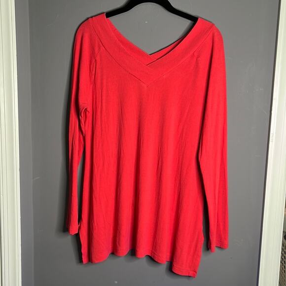 Soft Surroundings Dark Pink Ribbed Long Sleeve Top Size Medium - Picture 9 of 9